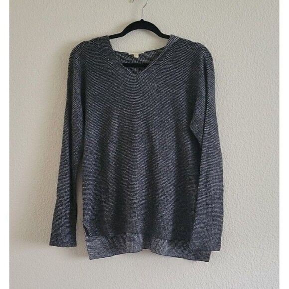 Eileen Fisher Linen Crochet V-neck Hooded Pullover Top Size XS - Picture 1 of 8